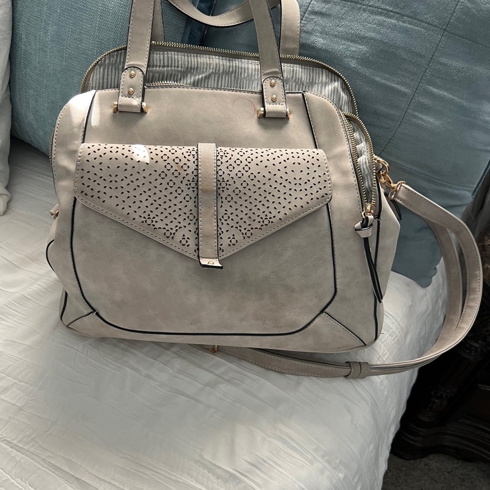 gray large hand bag, never used